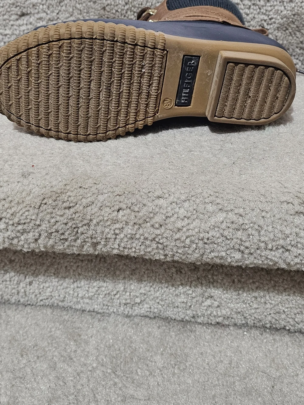 Tommy Hilfiger Brown Leather and Navy Duck Boots
